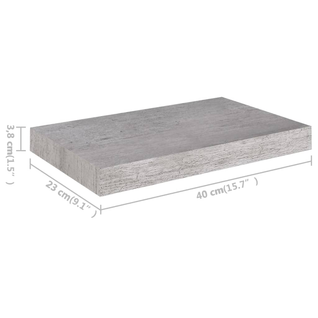 vidaXL Prateleiras de parede 4 pcs 40x23x3,8 cm MDF cinzento-cimento
