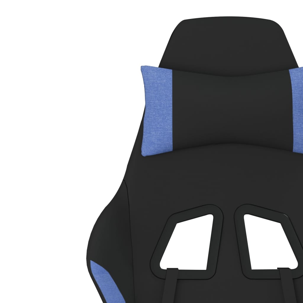 vidaxL Cadeira de gaming com apoio para os pés tecido preto e azul