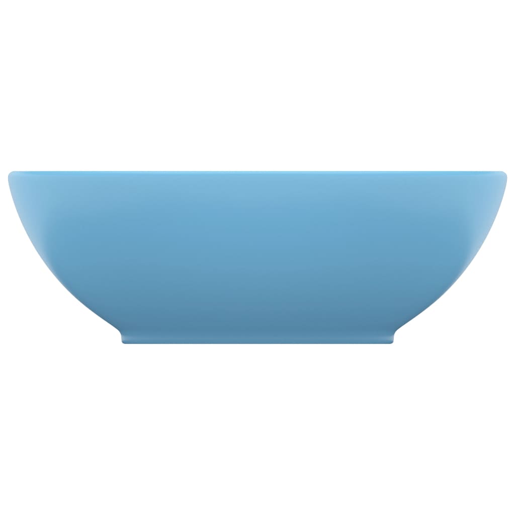 vidaXL Lavatório luxuoso formato oval 40x33cm cerâmica azul-claro mate
