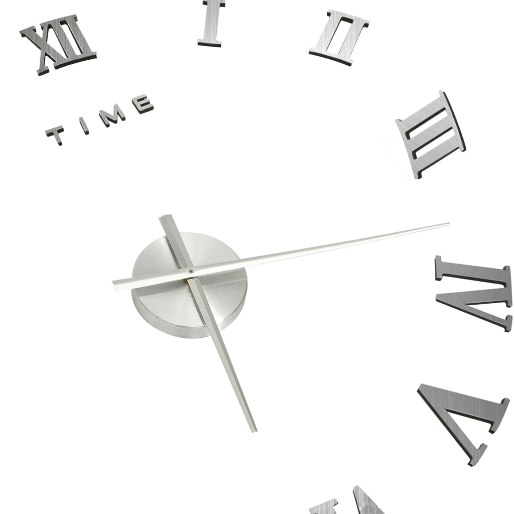 vidaXL Relógio de parede 3D com design moderno 100 cm XXL prateado