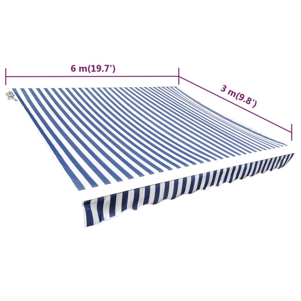 vidaXL Lona para toldo azul/branco 6 x 3 m (sem estrutura/caixa)
