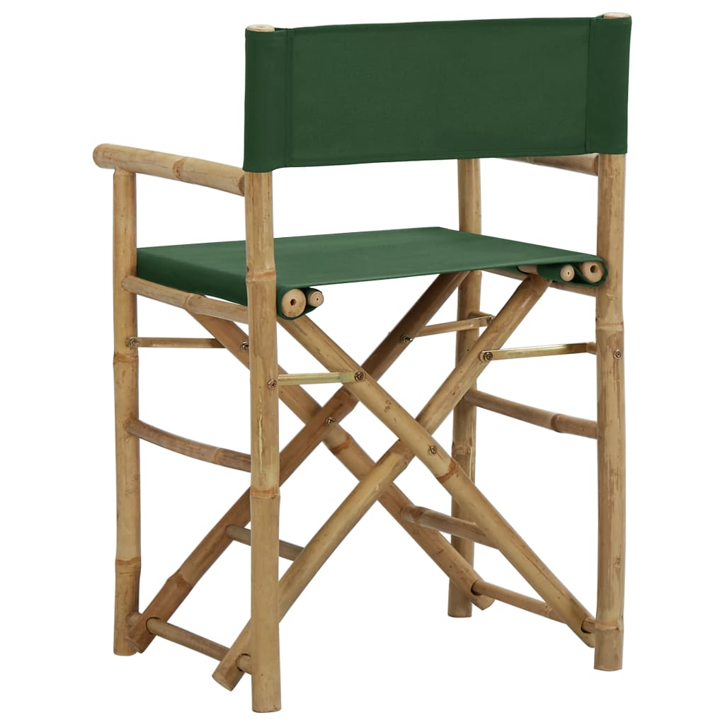 vidaXL Cadeiras de realizador dobráveis 2 pcs bambu e tecido verde