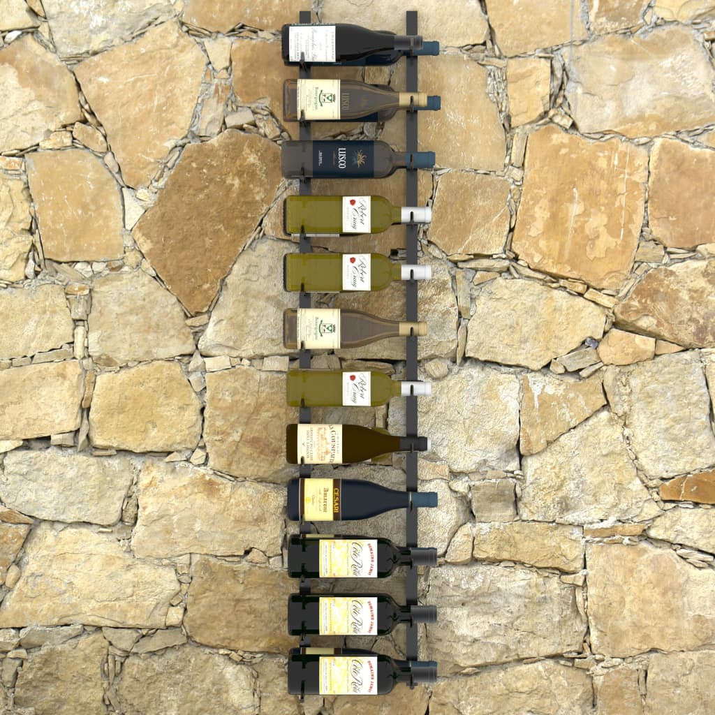 vidaXL Garrafeira de parede para 24 garrafas ferro preto