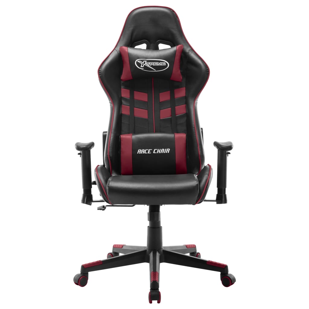vidaXL Cadeira de gaming couro artificial preto e vermelho tinto