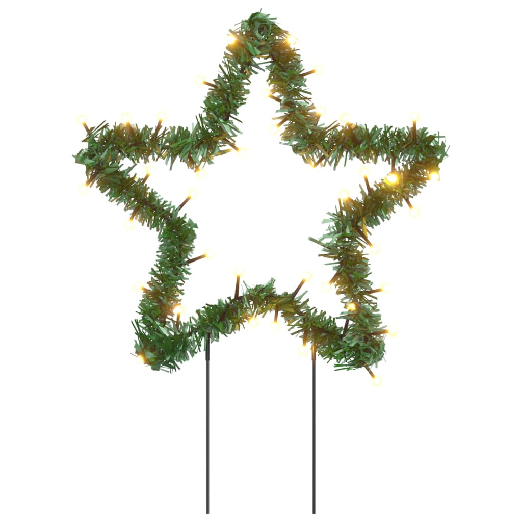 vidaXL Decoração estrela de Natal c/ luz e estacas 3 pcs 50 LEDs 29 cm