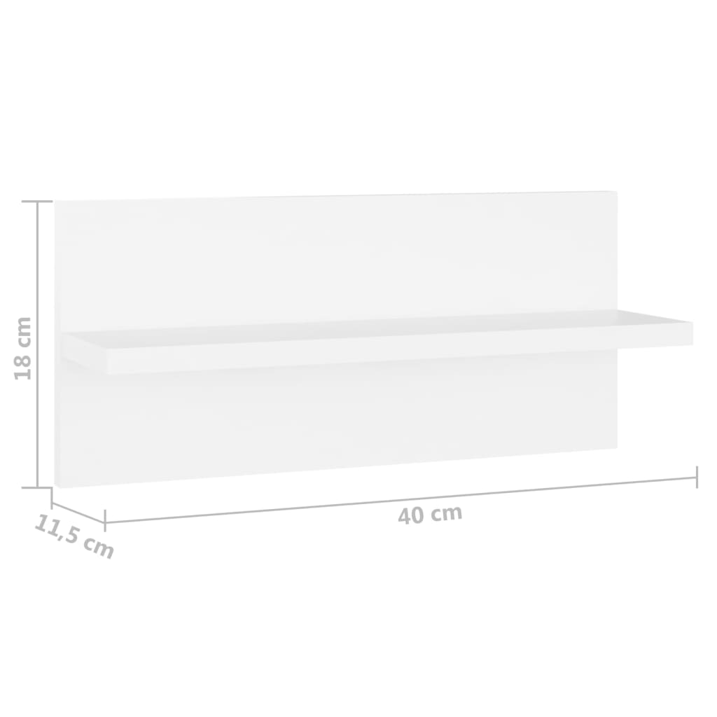 vidaXL Estantes de parede 4 pcs 40x11,5x18 cm contraplacado branco