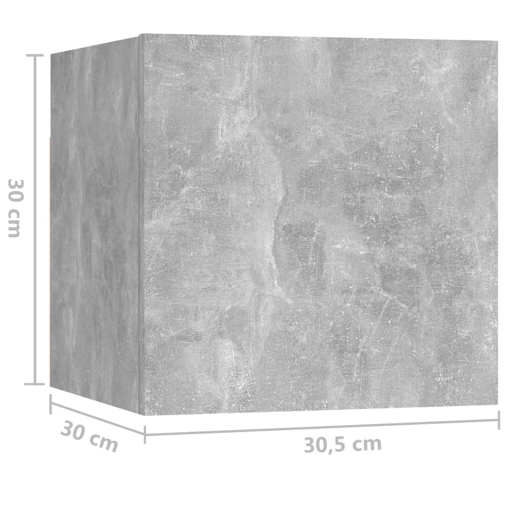 vidaXL Mesa de cabeceira 30,5x30x30 cm contraplacado cinzento cimento