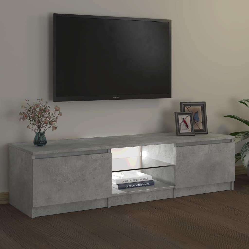 vidaXL Móvel de TV com luzes LED 140x40x35,5 cm cinzento cimento
