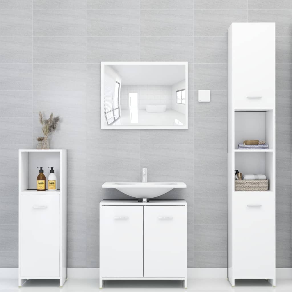 vidaXL 3 pcs conjunto de móveis de casa de banho contraplacado branco