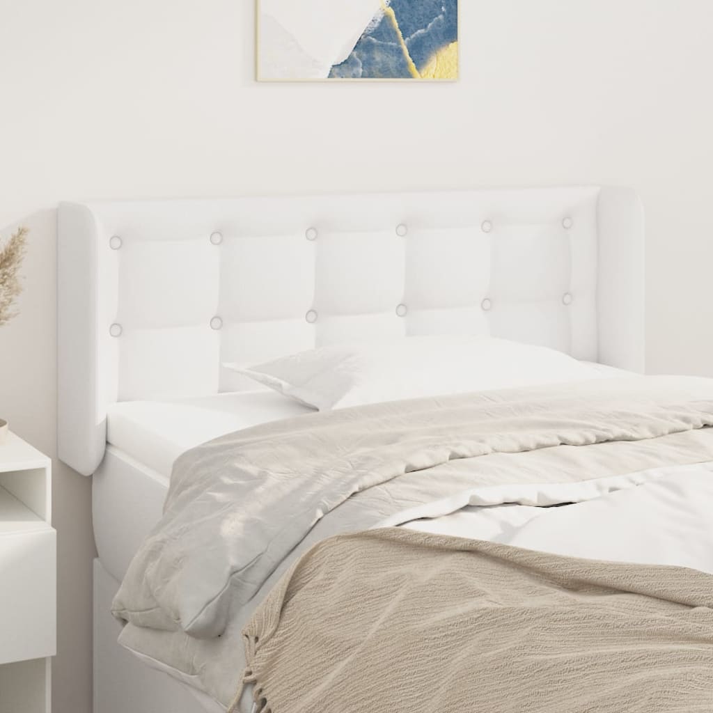 vidaXL Cabeceira de cama c/ abas couro artificial 83x16x78/88cm branco