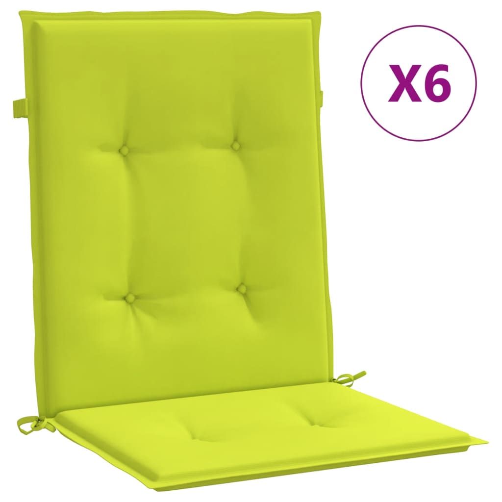 vidaXL Almofadões lombares p/ cadeiras jardim 6pcs oxford verde brilh.