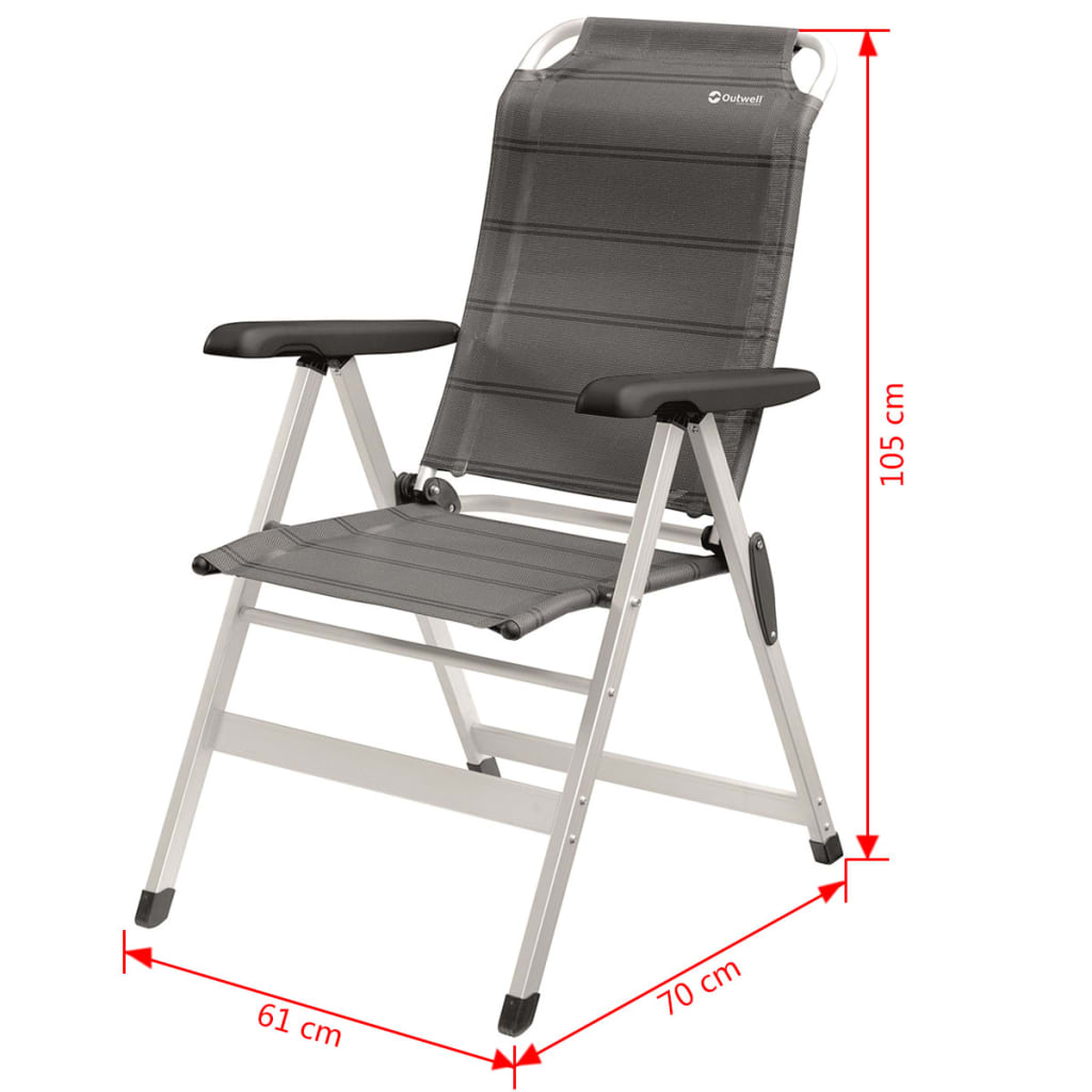 Outwell Cadeira dobrável Ontario 61x70x105 cm cinzento 410078