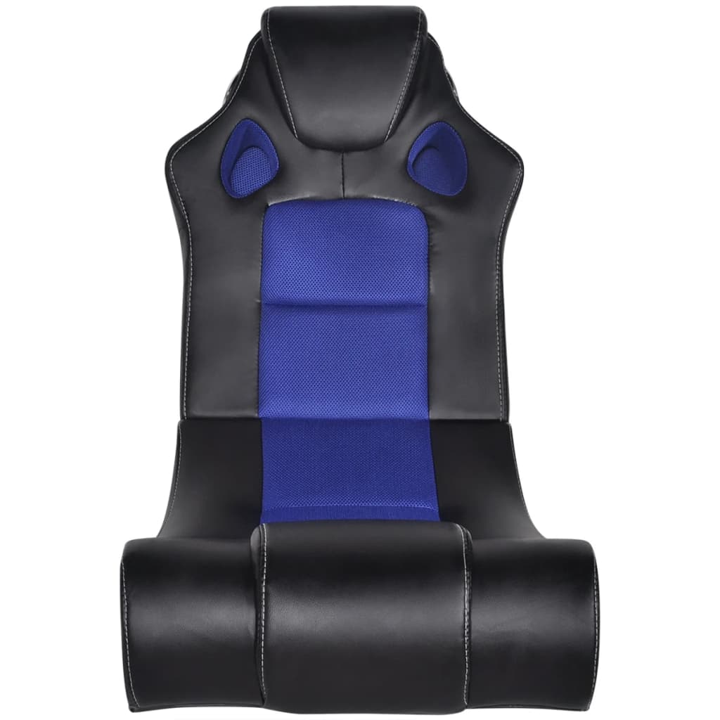 vidaXL Cadeira de balanço musical de couro artificial preto azul