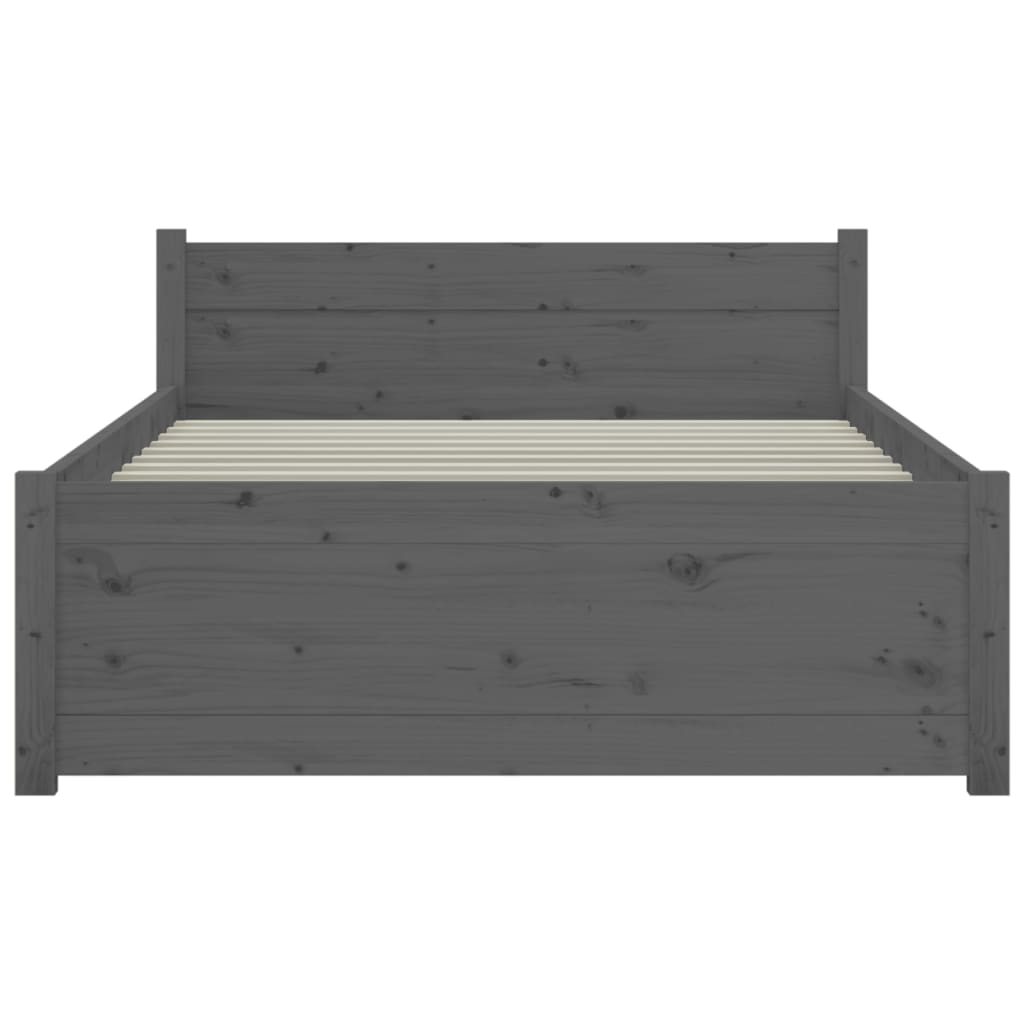 vidaXL Estrutura cama pequena solteiro 75x190 cm madeira maciça cinza