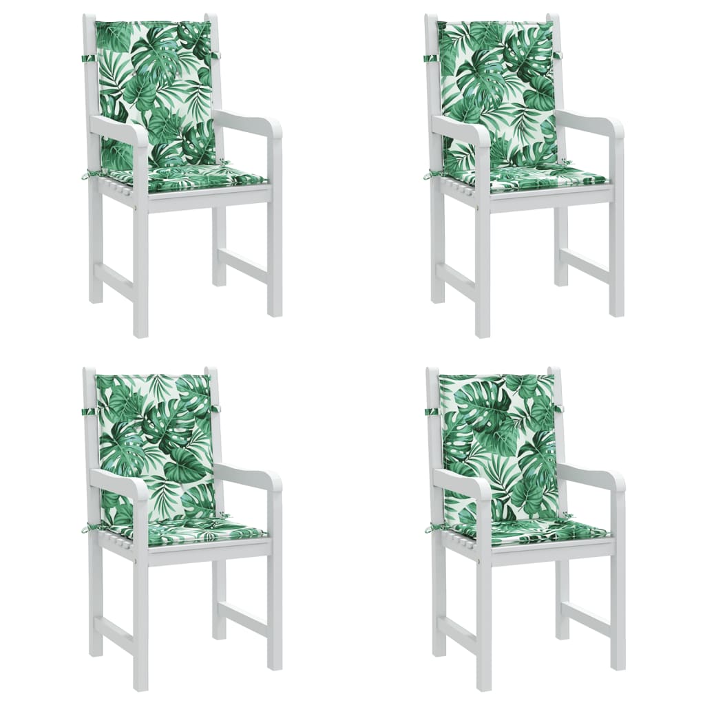 vidaXL Almofadões cadeira de encosto baixo 4 pcs tecido padrão folhas