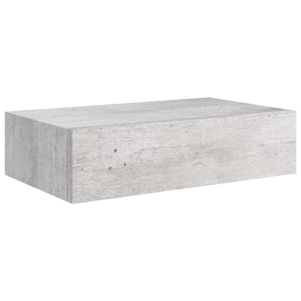 vidaXL Prateleira de parede com gaveta MDF 40x23,5x10 cm cinza cimento