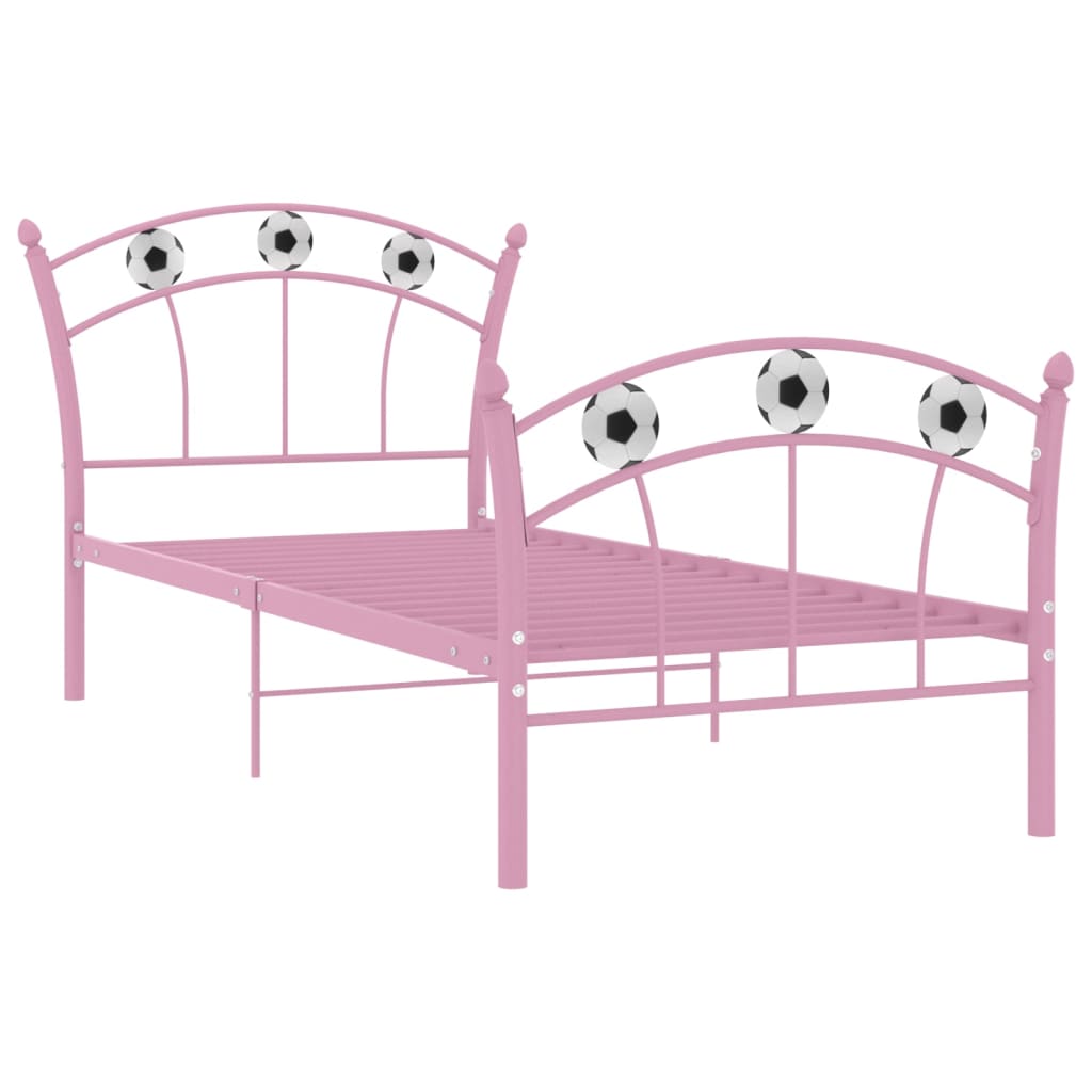 vidaXL Estrutura de cama com design de futebol 90x200 cm metal rosa