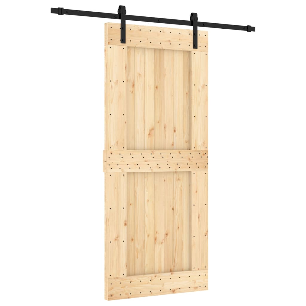 vidaXL Porta de correr com ferragens 90x210 cm madeira de pinho maciça