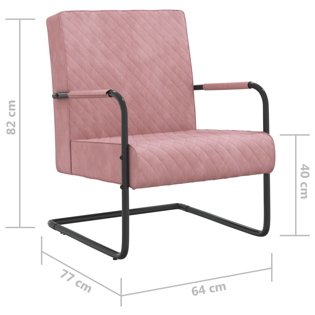 vidaXL Cadeira cantilever veludo rosa