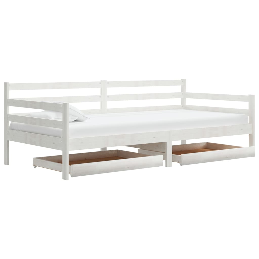 vidaXL Sofá-cama com gavetas 90x200 cm pinho maciço branco