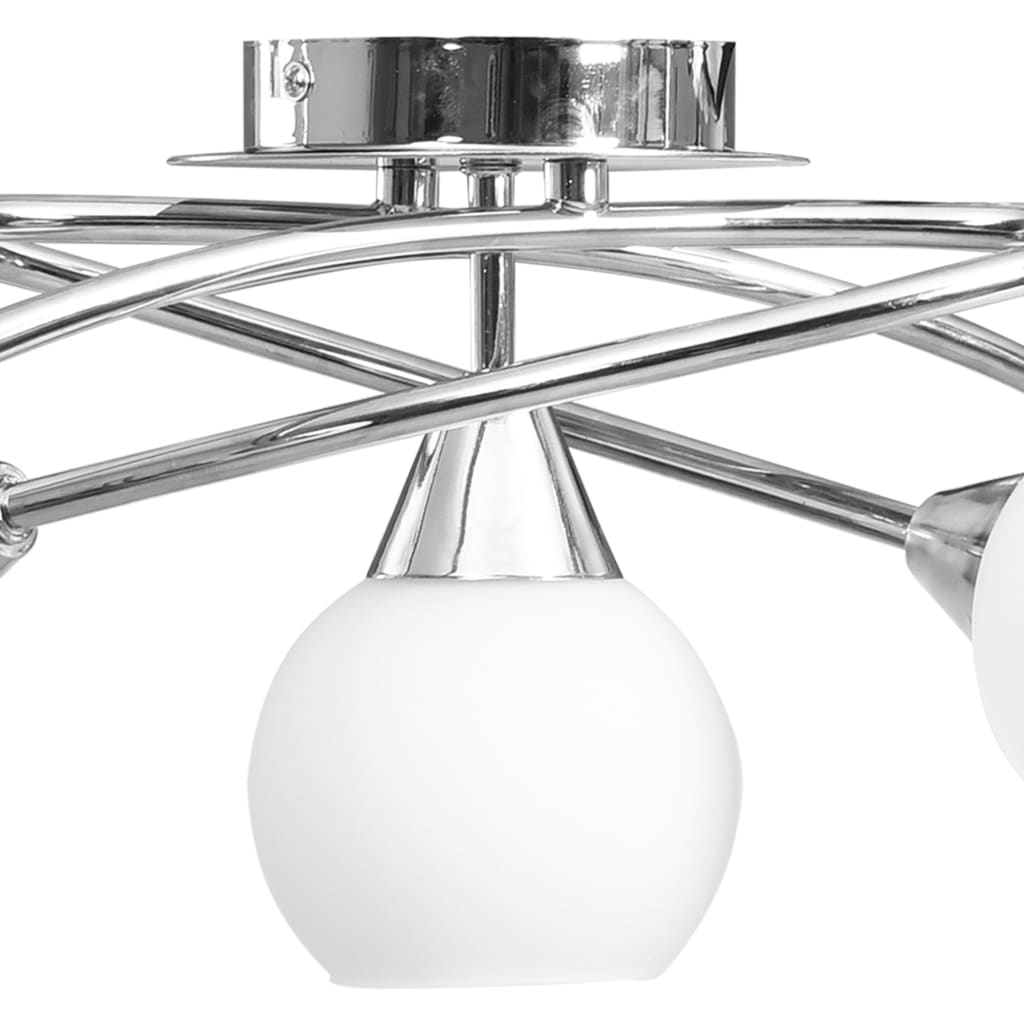 vidaXL Candeeiro teto com abajures redondos cerâmica 5 lâmpadas E14