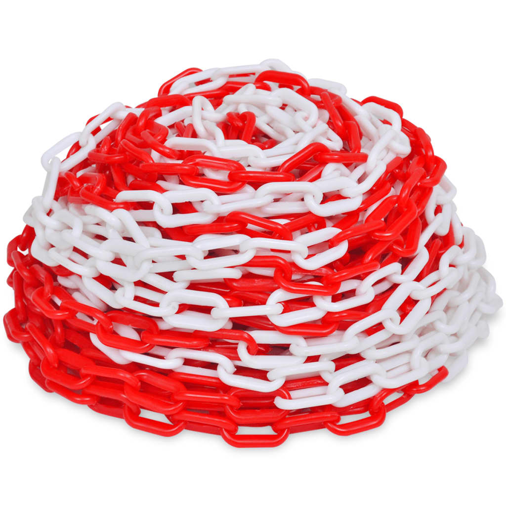 Cadeia de plástico de aviso, branco e vermelho, 30 m