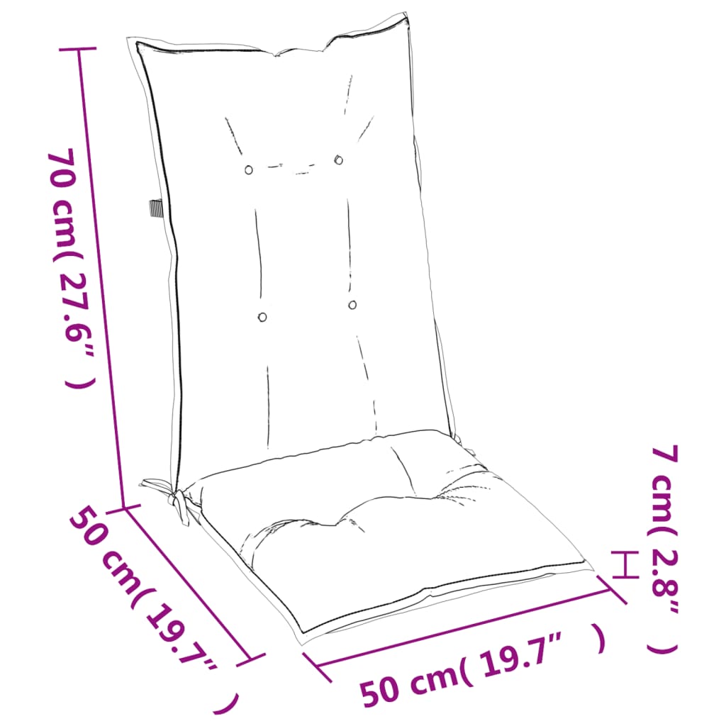 vidaXL Almofadões para cadeiras altas de jardim 2 pcs tecido creme