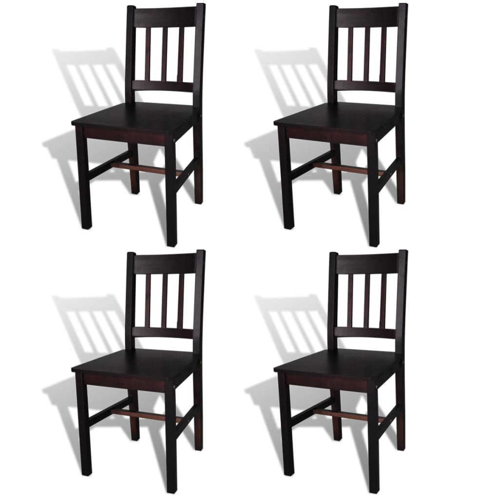 vidaXL Cadeiras de jantar 4 pcs madeira de pinho castanho-escuro