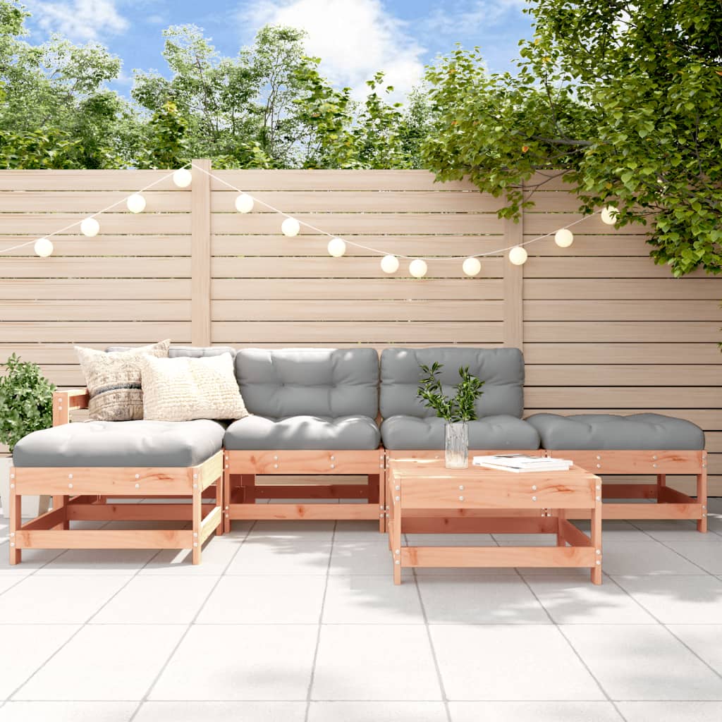 vidaXL 6 pcs conjunto lounge de jardim com almofadões douglas maciça