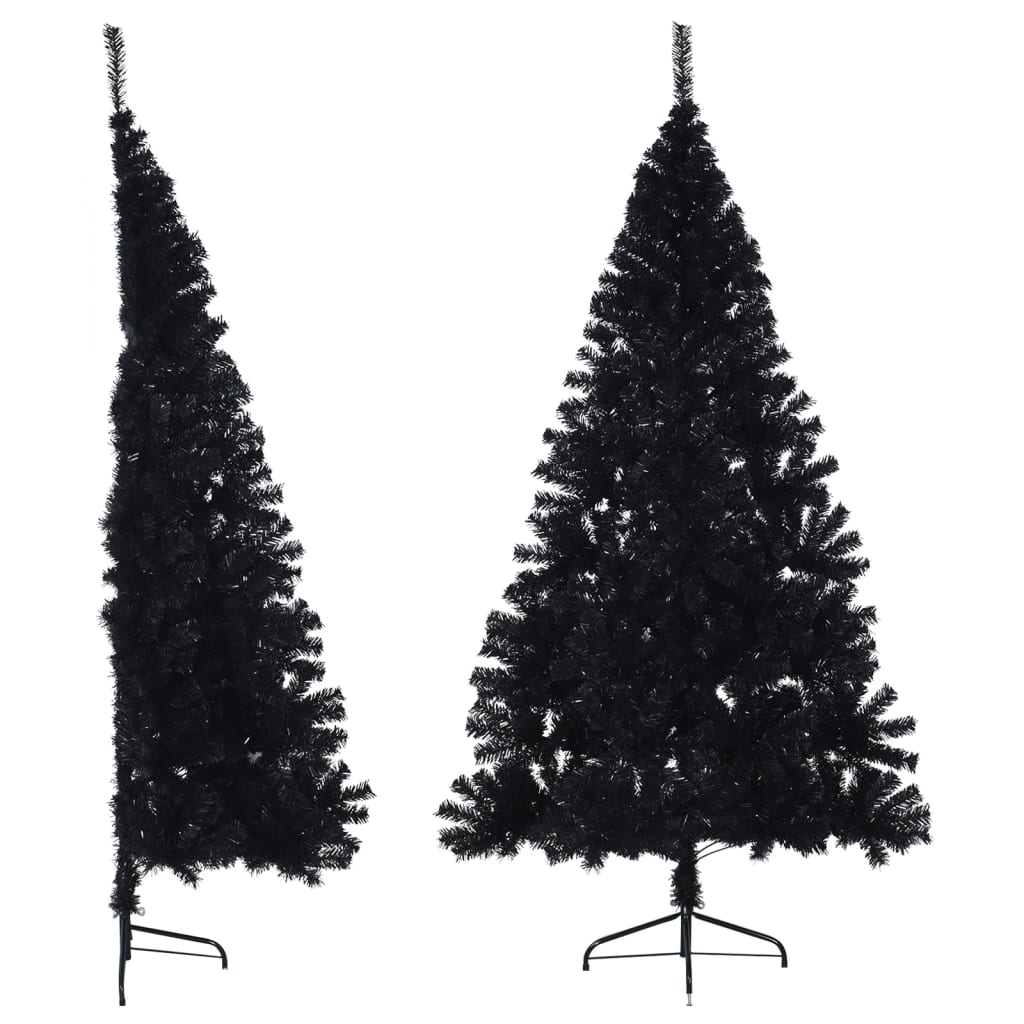 vidaXL Meia árvore de Natal artificial com suporte 240 cm PVC preto