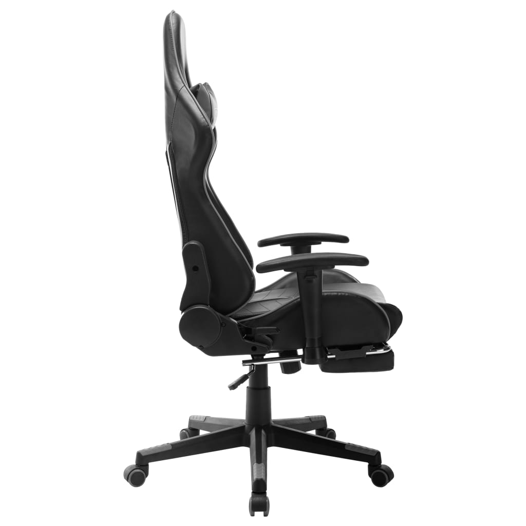 vidaXL Cadeira gaming c/ apoio de pés couro artificial preto/cinzento