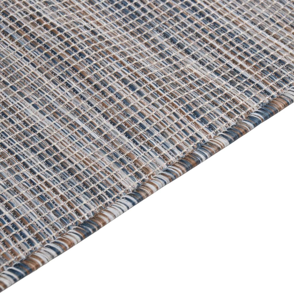 vidaXL Tapete de tecido plano p/ exterior 140x200 cm castanho e azul