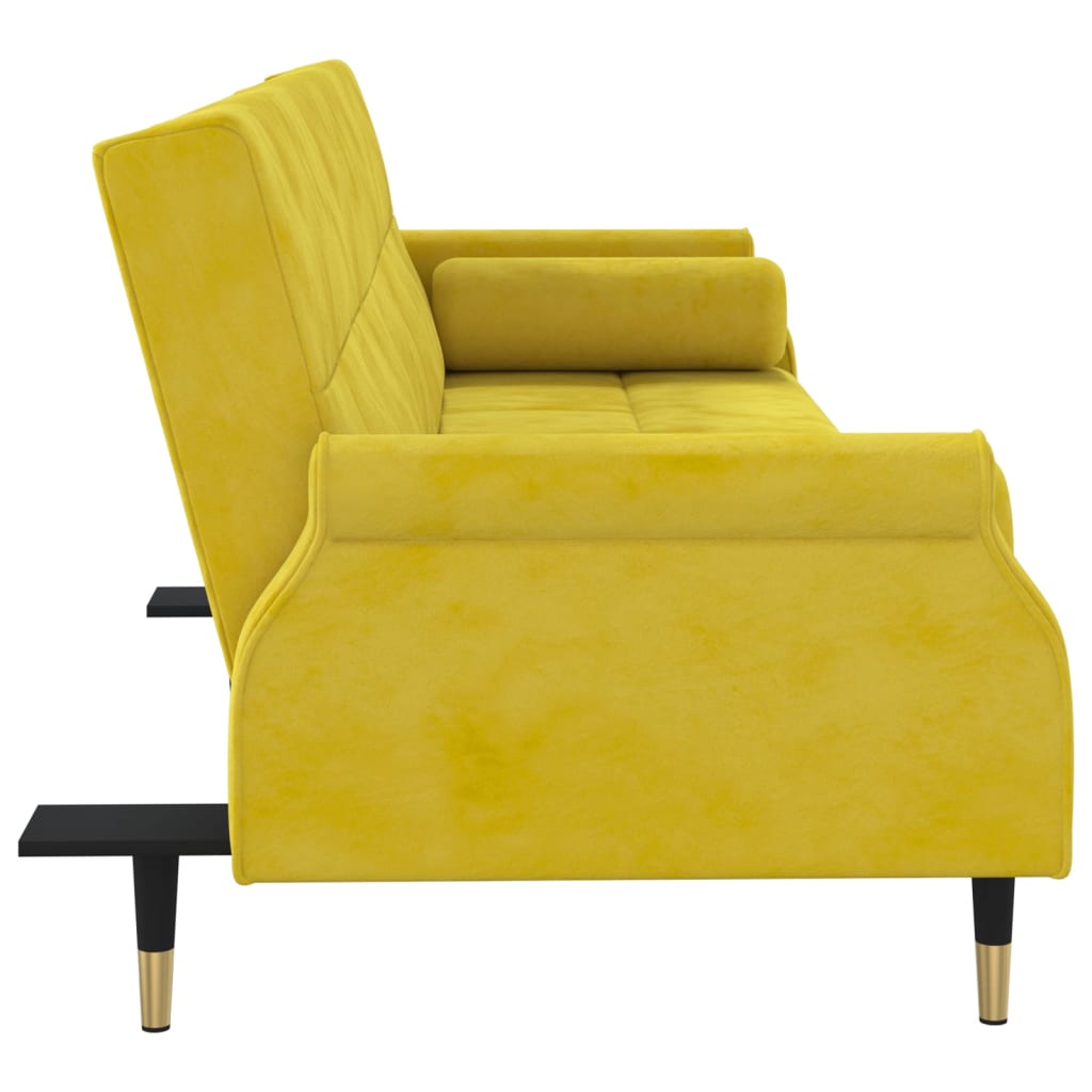 vidaXL Sofá-cama com almofadões veludo amarelo