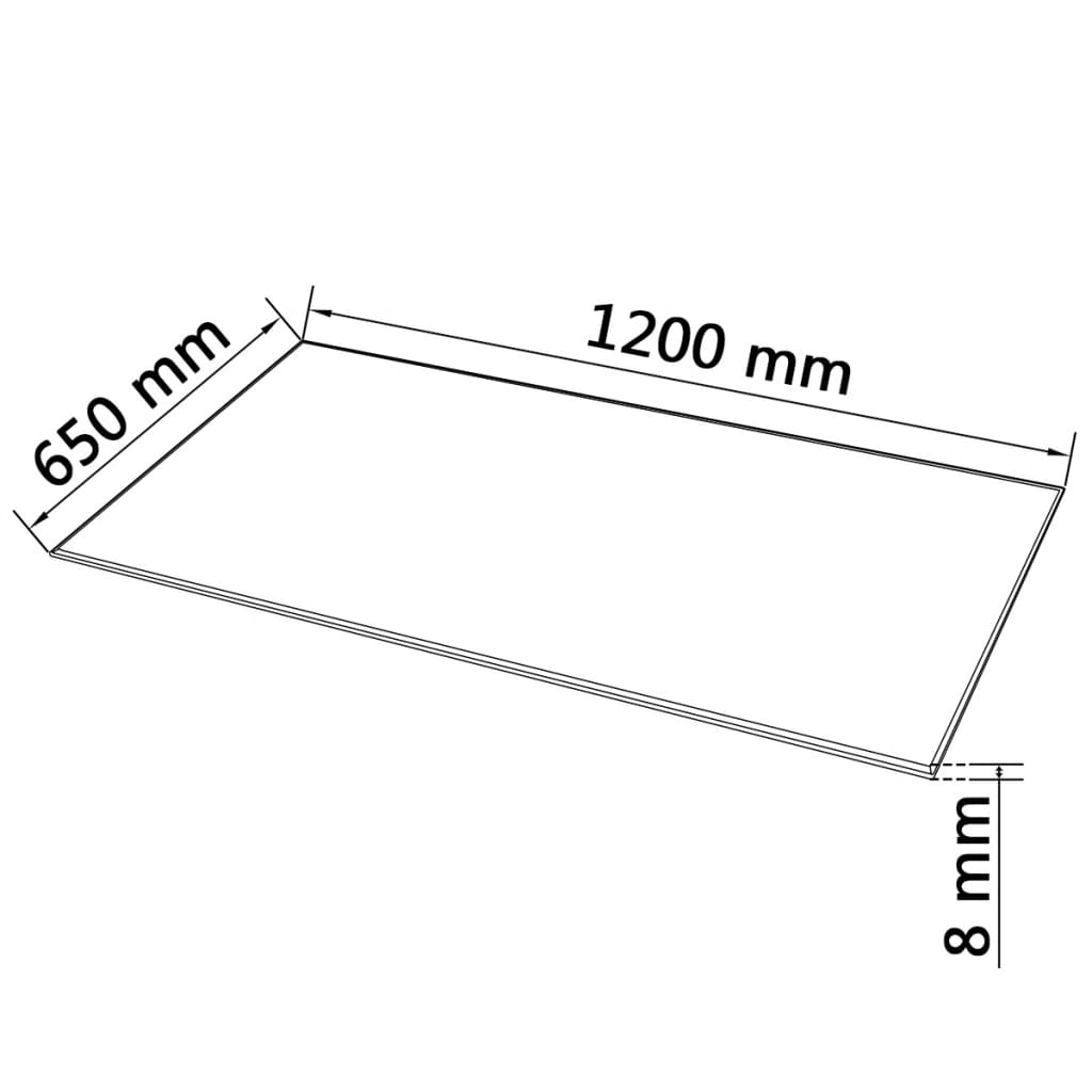 vidaXL Tampo de mesa em vidro temperado, retangular, 1200x650 mm