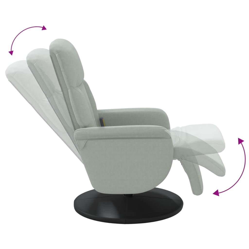 vidaXL Cadeirão massagens reclinável + apoio de pés veludo cinza-claro