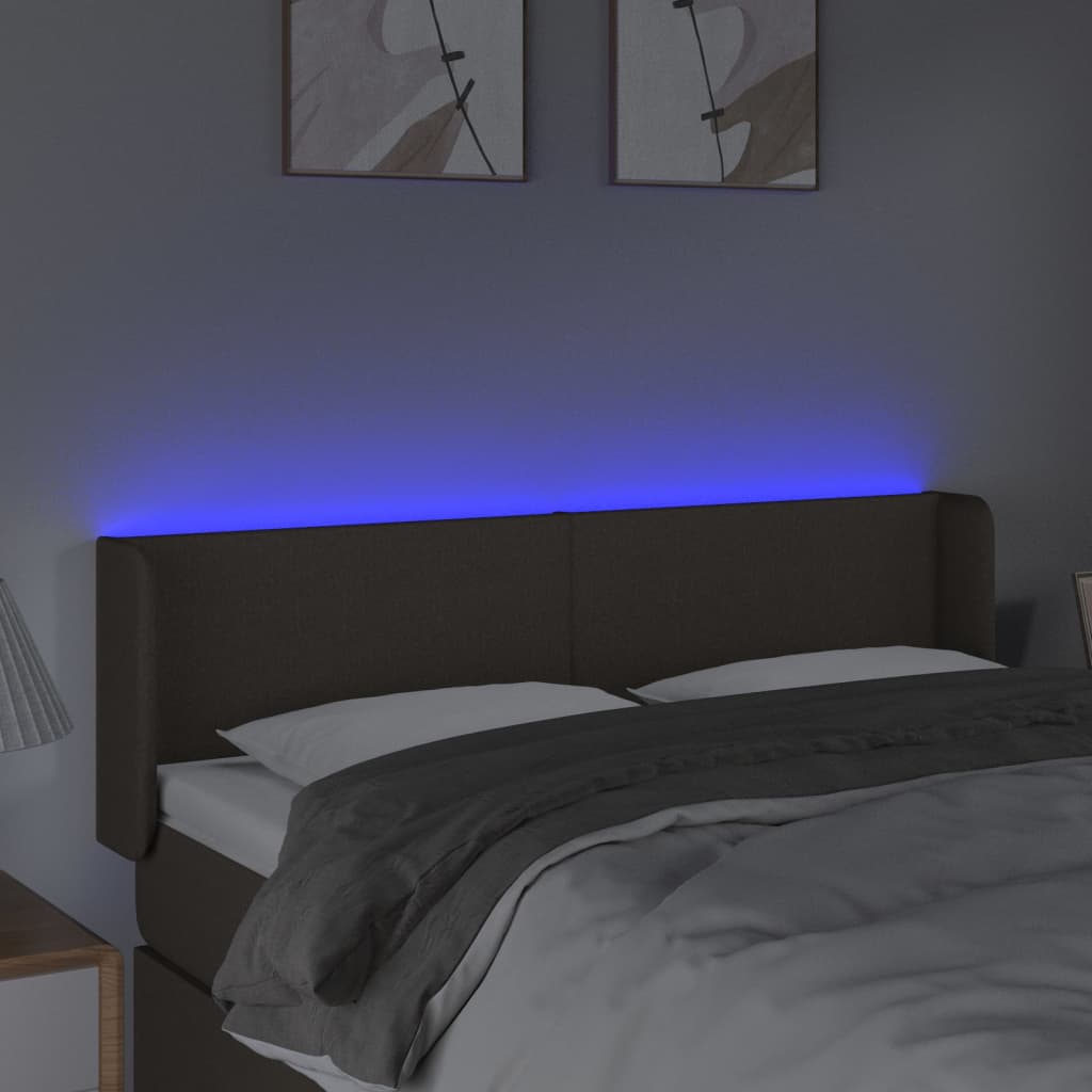 vidaXL Cabeceira de cama c/ luzes LED 147x16x78/88cm cinza-acastanhado