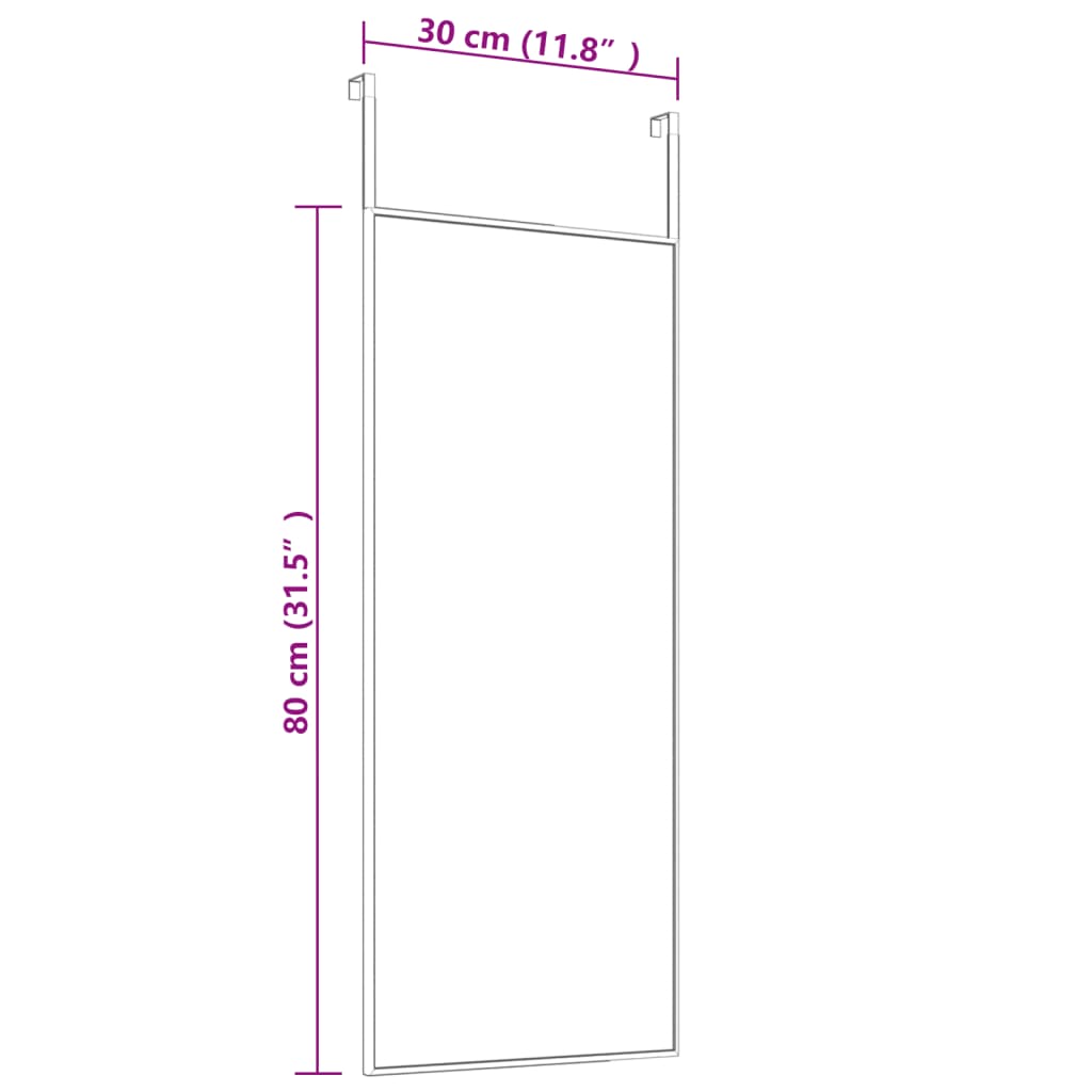 vidaXL Espelho para porta 30x80 cm vidro e alumínio preto