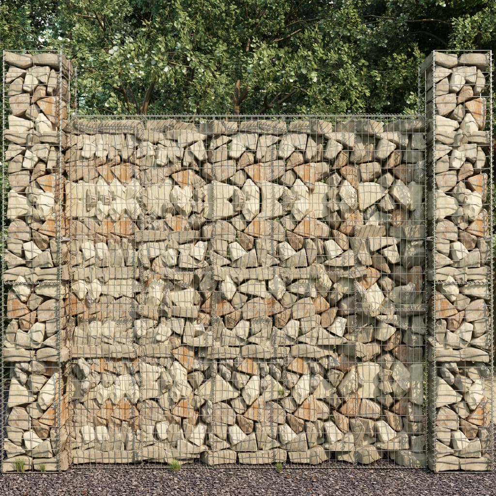 vidaXL Muro gabião com tampa 600x50x200 cm aço galvanizado