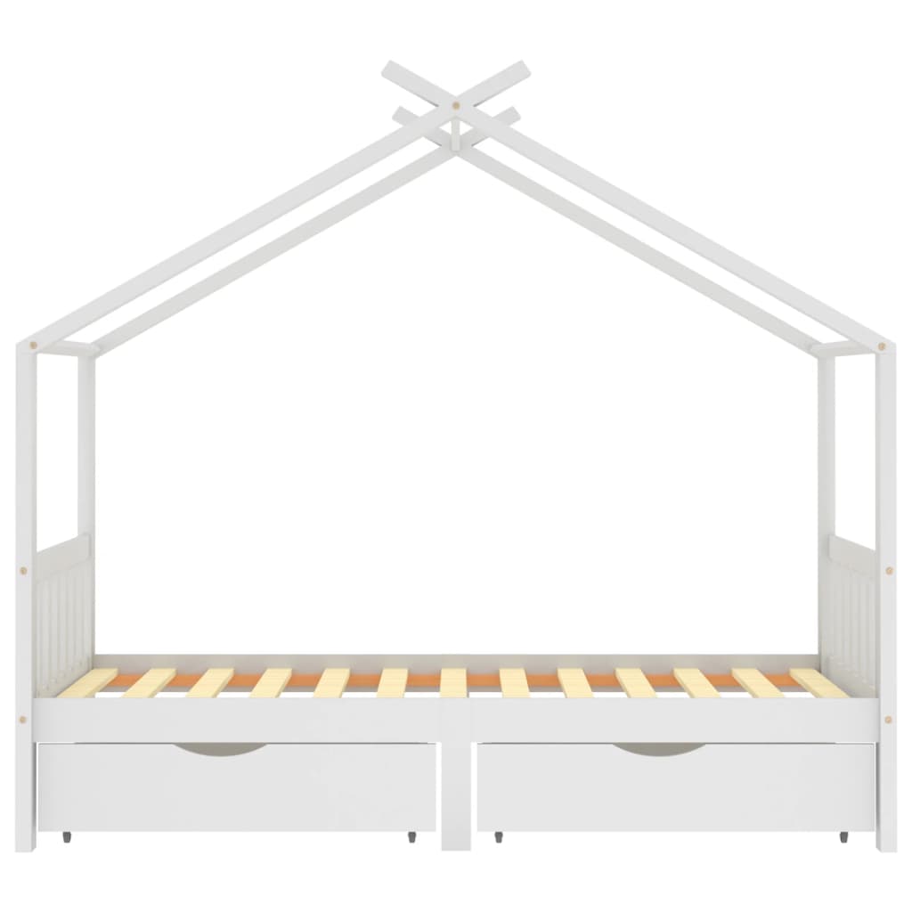 vidaXL Estrutura cama criança c/ gavetas 90x200 cm pinho maciço branco
