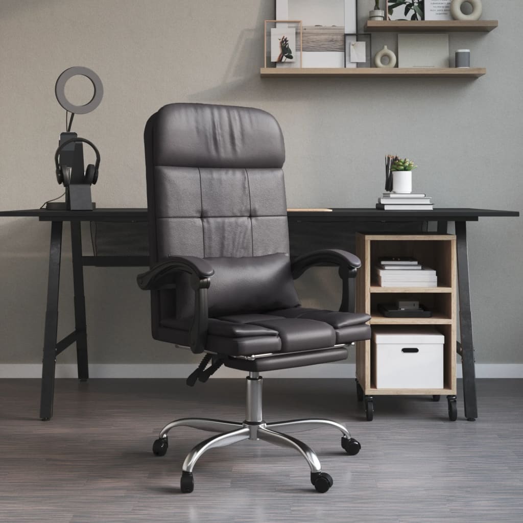vidaXL Cadeira escritório massagens reclinável couro artificial cinza
