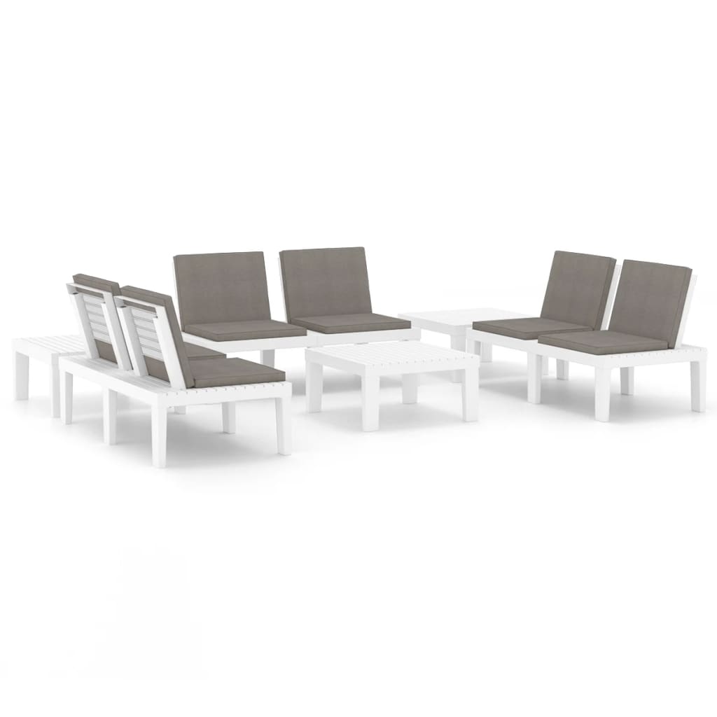 vidaXL 6 pcs conjunto lounge de jardim c/ almofadões plástico branco