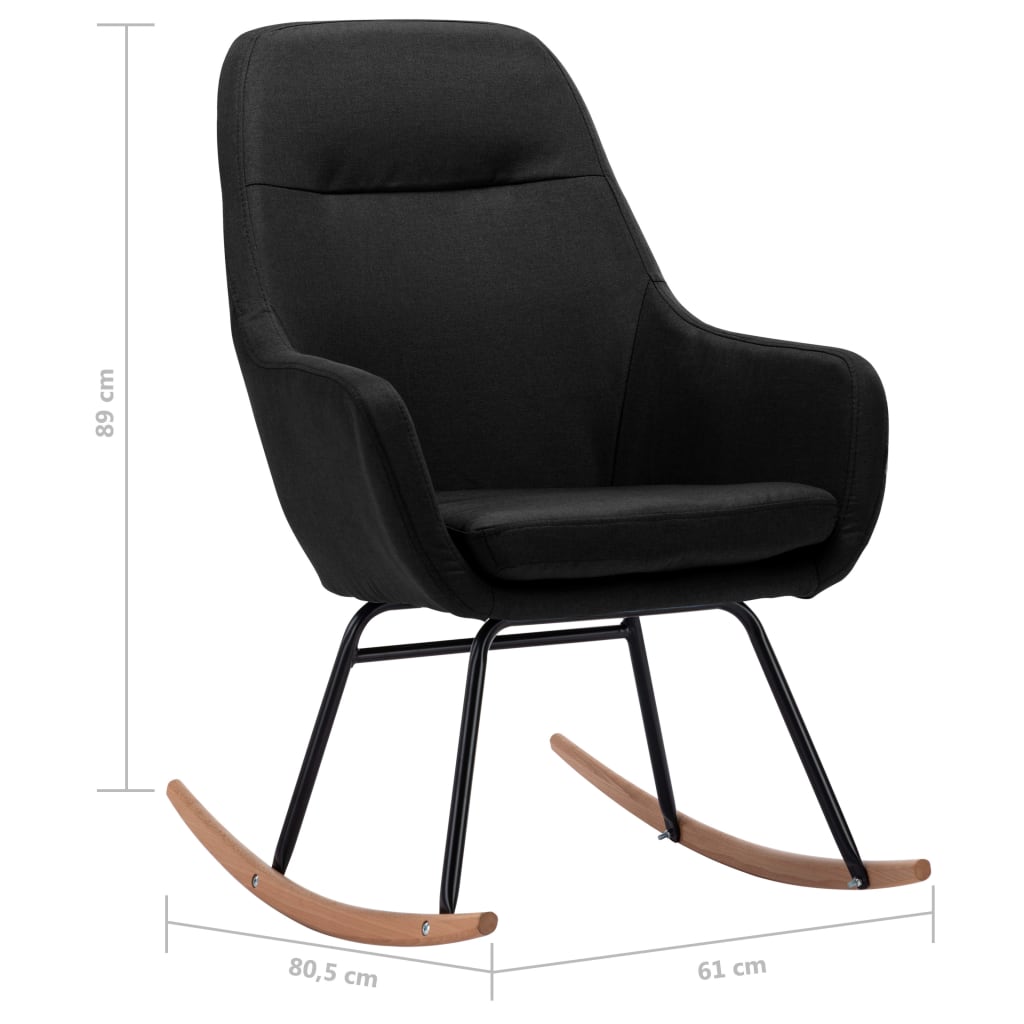 vidaXL Cadeira de baloiço tecido preto