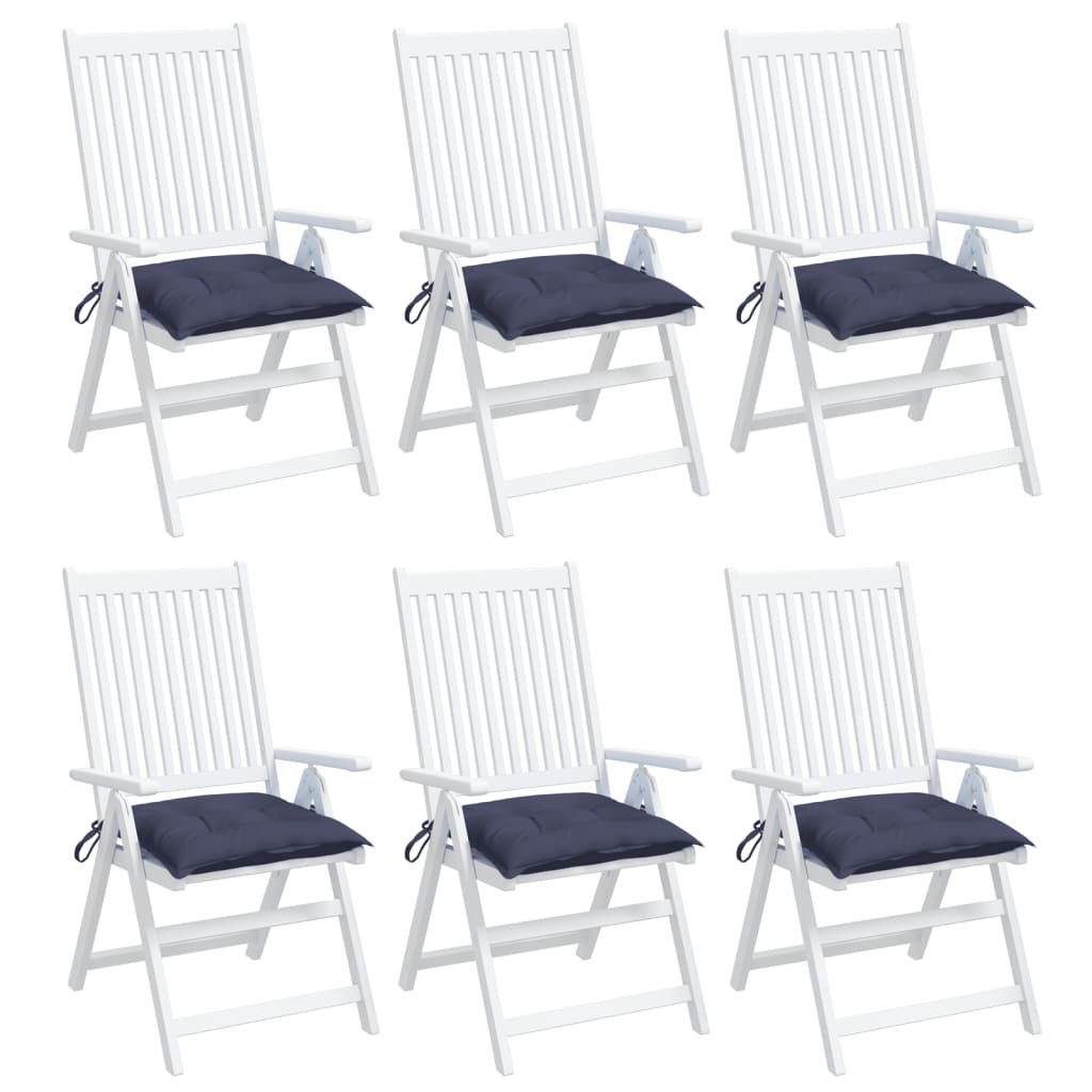 vidaXL Almofadões cadeira 6 pcs 40x40x7 cm tecido oxford azul-marinho