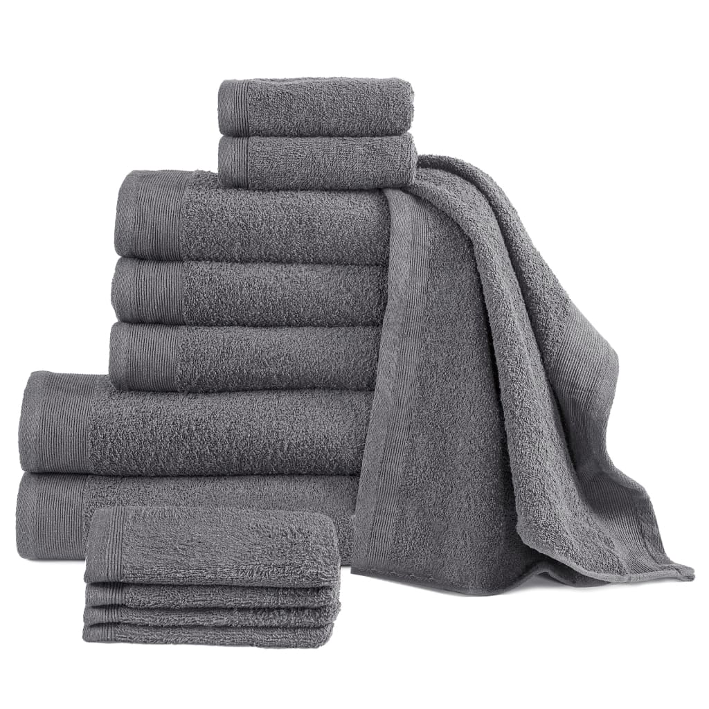 vidaXL Conjunto de toalhas 12 pcs algodão 450 g antracite