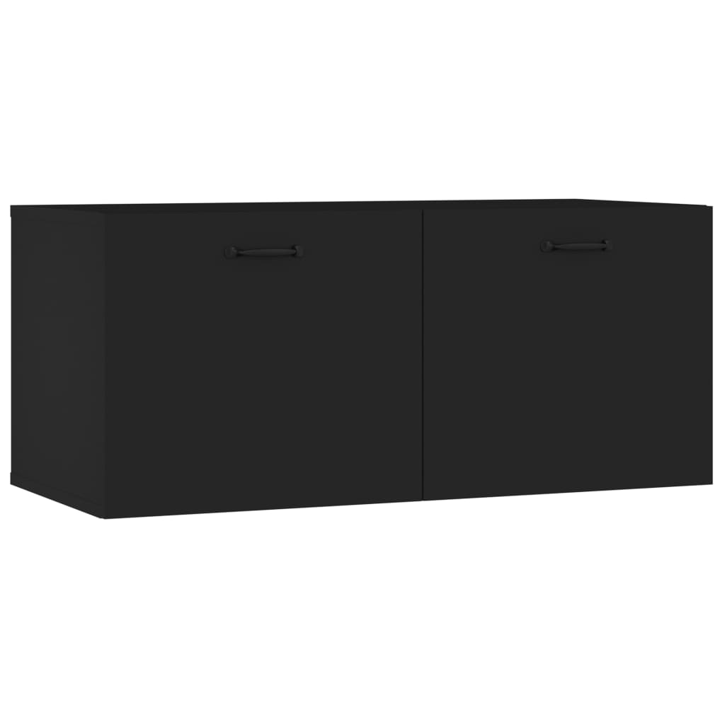 vidaXL Armário de parede 80x36,5x35 cm derivados de madeira preto
