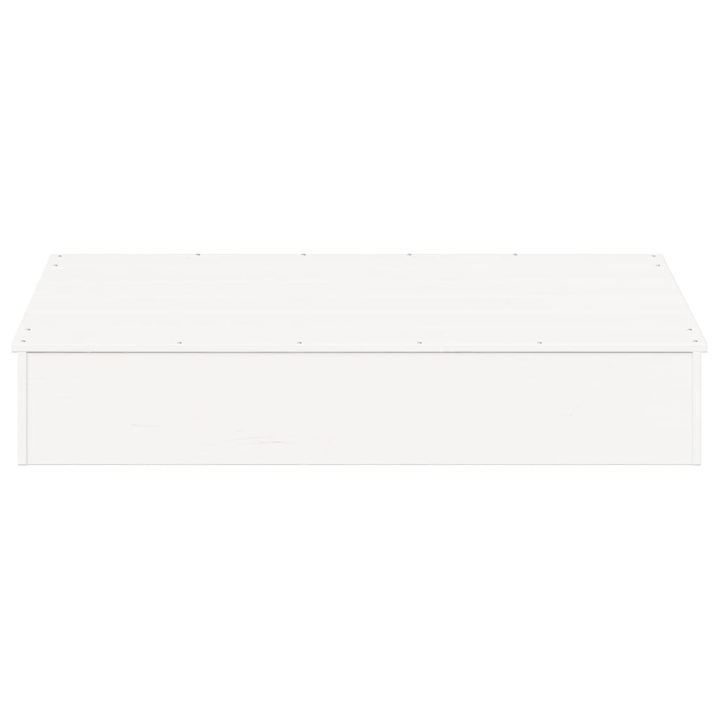 vidaXL Caixa de areia com cobertura 111x111x19,5cm pinho maciço branco