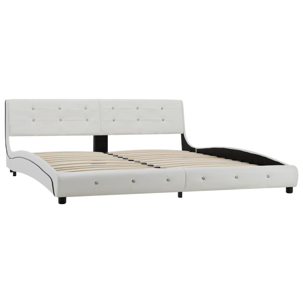vidaXL Estrutura de cama em couro artificial 180x200 cm branco