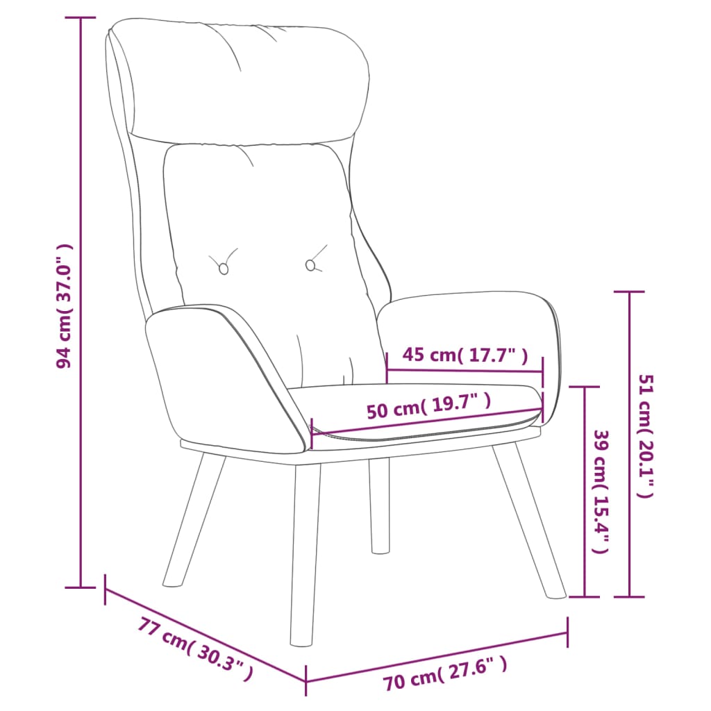 vidaXL Cadeira de descanso PVC e tecido preto