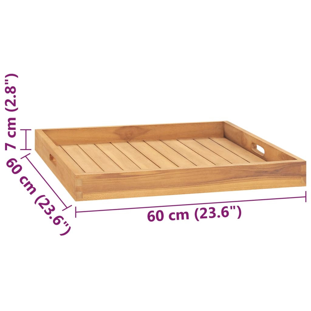 vidaXL Bandeja de servir 60 x 60 cm madeira de teca maciça