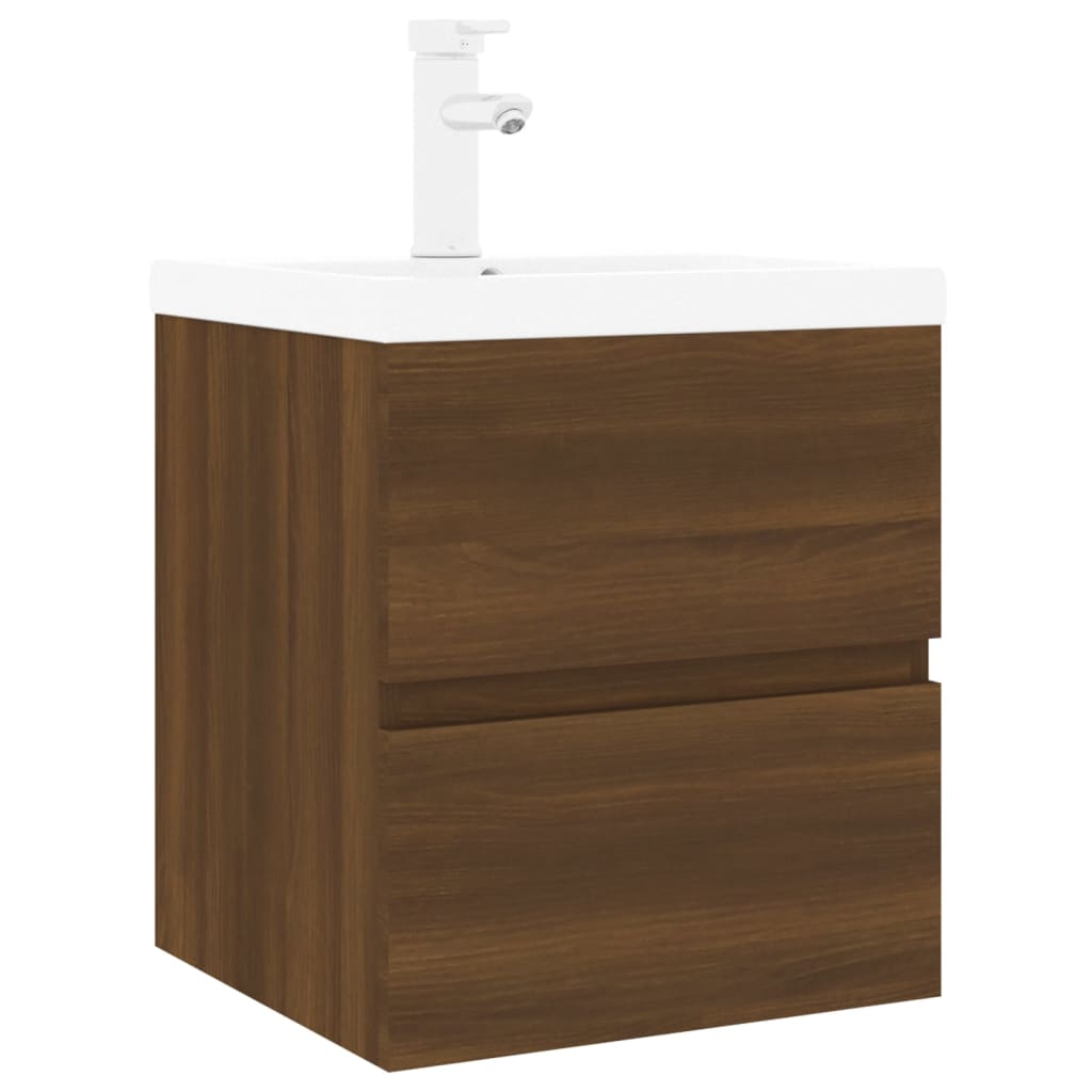 vidaXL Armário lavatório +lavatório embutido madeira carvalho castanho